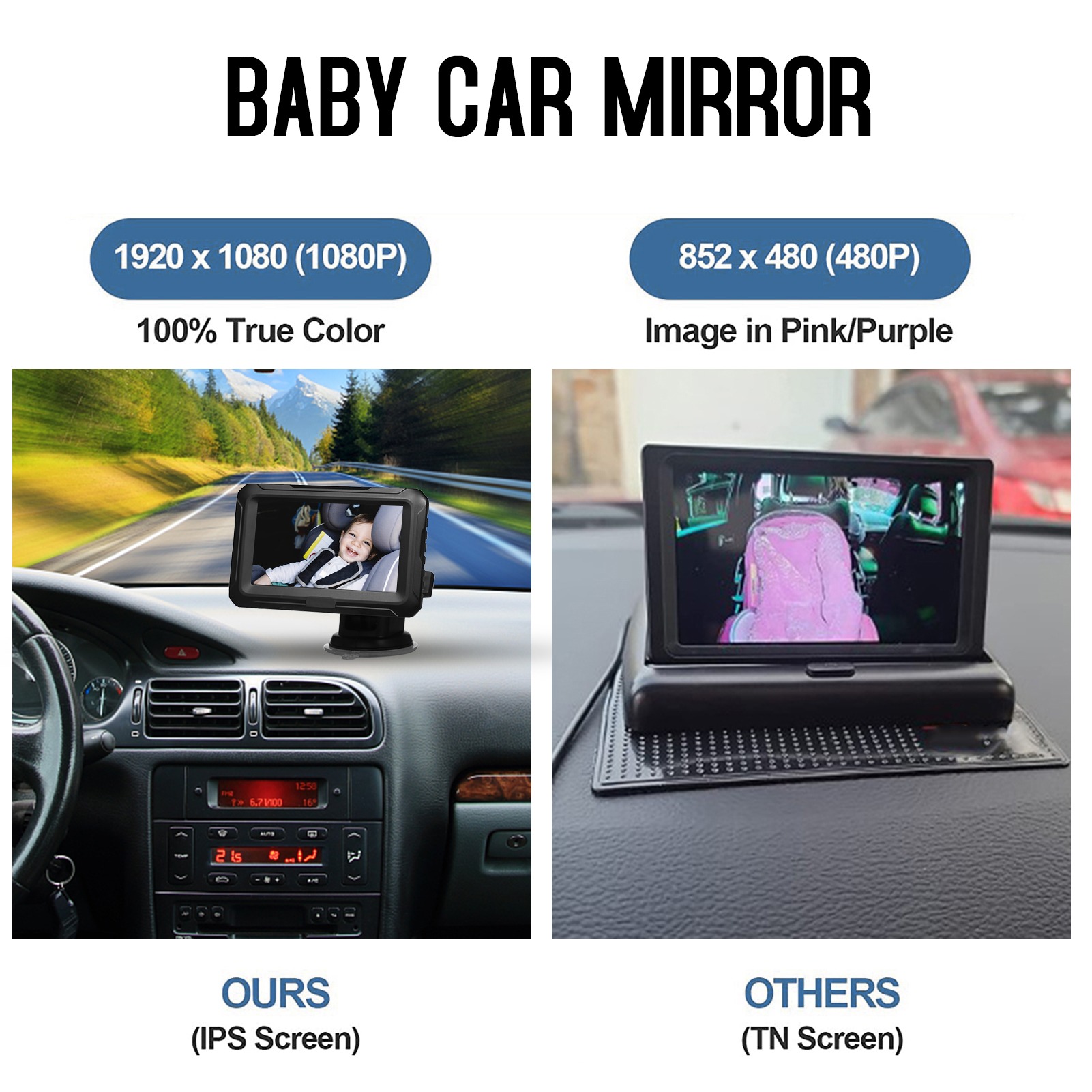 Baby Products Video - Miroir de voiture pour bébé 1080P